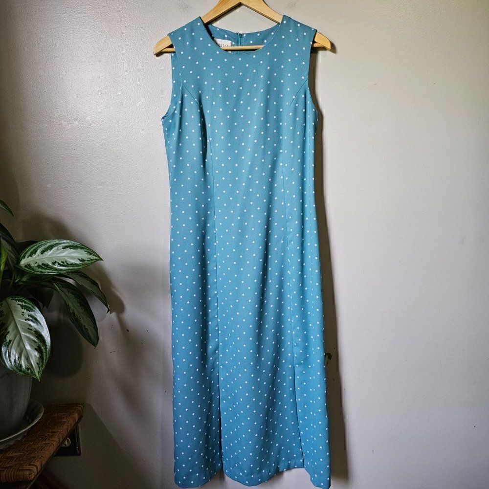 BEAUTIFUL LESLIE FAY DRESSES VINTAGE POLKA DOT MAXI DRESS WITH SLITS SIZE 10/M